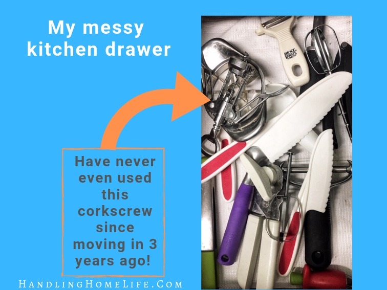 image of inside a messy kitchen drawer