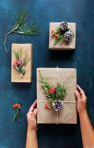 simple christmas gift wrap idea inspired by nature