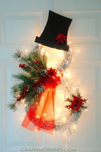 DIY Christmas Wreath Snowman with lights
